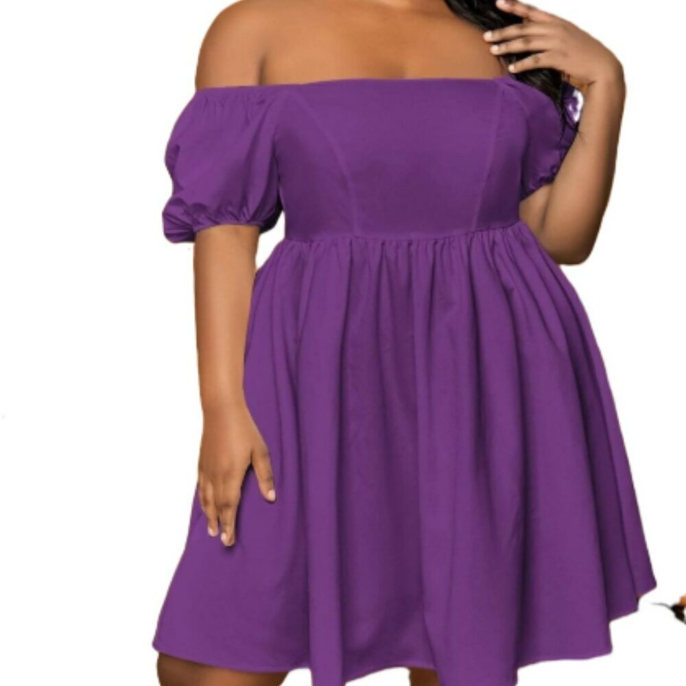 Purple Off-Shoulder Dress